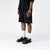 DNS006 PLEATED SHORTS IN BLACK SINGLE PRINT